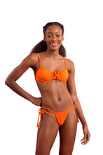 Load image into Gallery viewer, Model Front: Rio De Sol Top Top Dots-Orange Balconet-Tie