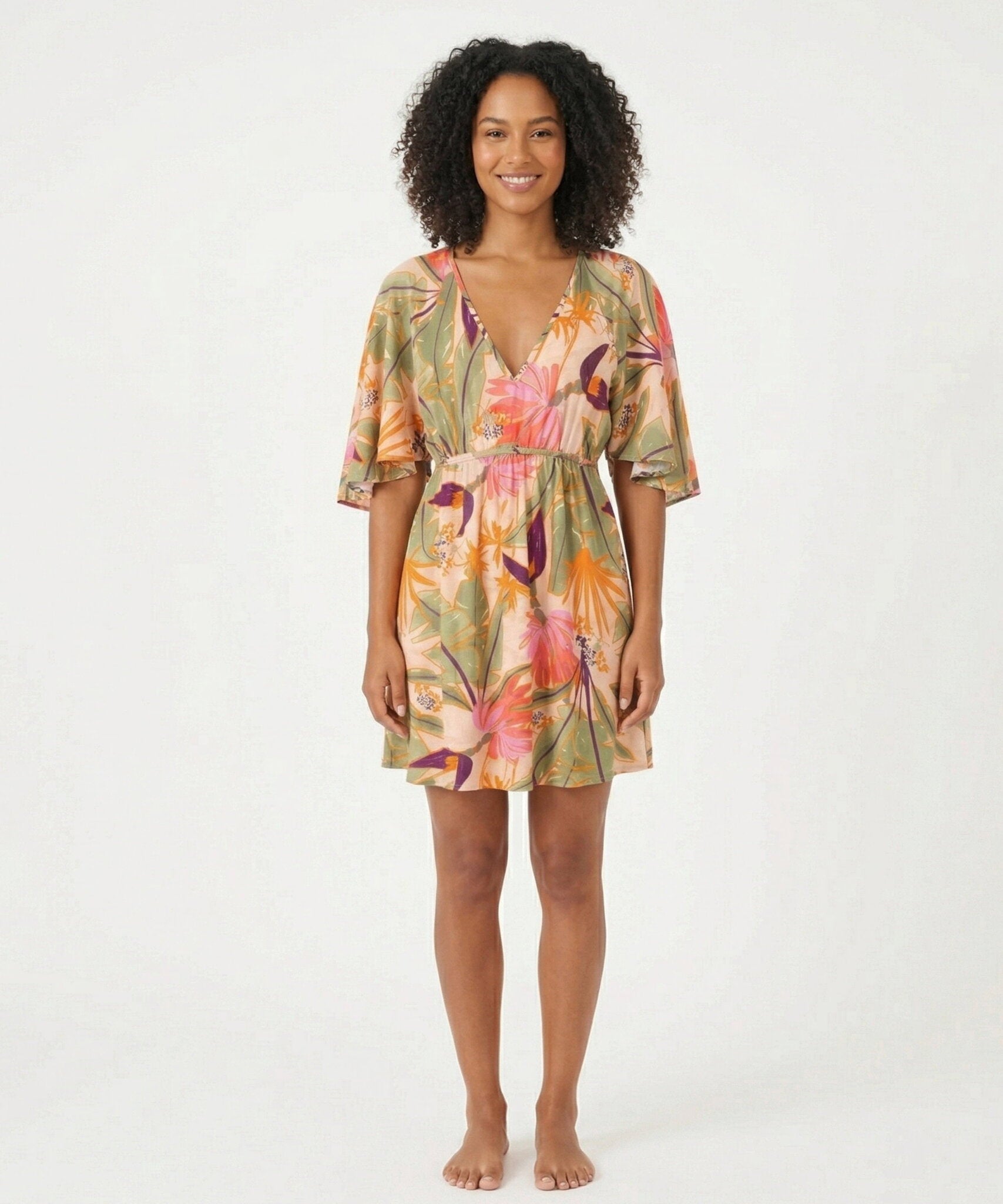 french oasis mini dress ASTR the Label | Fatima Oasis Print Strapless Mini Dress in Sunset Oasis