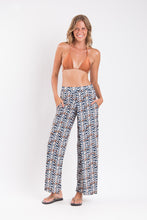 Load image into Gallery viewer, Model Front: Rio De Sol Beach Trousers Ikat Wide Pants

