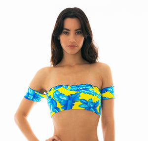 Top Palmeira Azul Off Shoulder